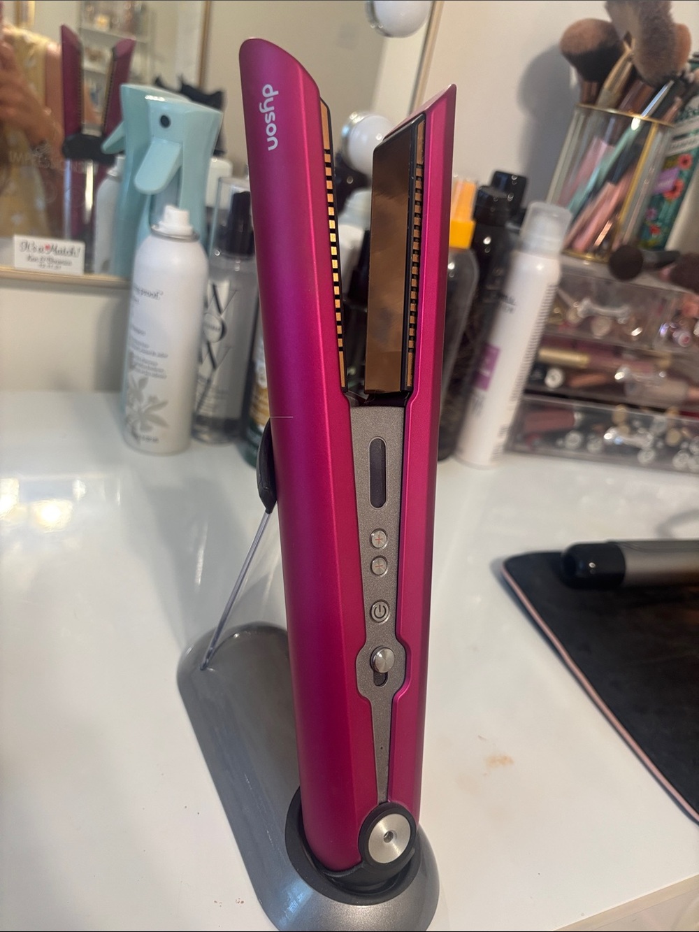 Dyson cordless hair straightener - vibrant pink and silver